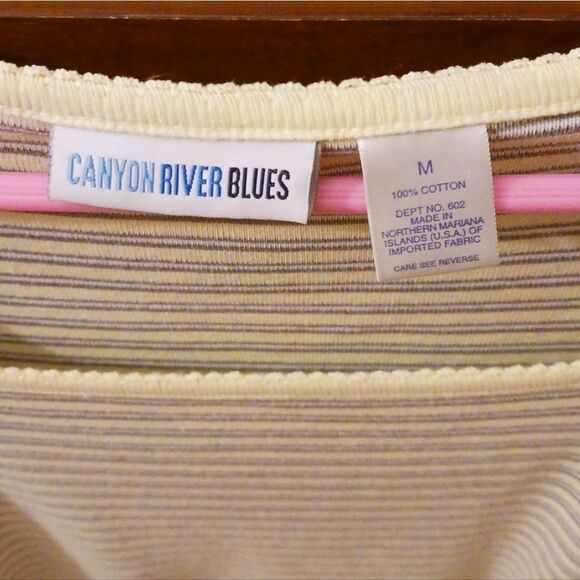 Woman's YellowโStripped Top by Canyon River Blues - Medium - Picture 7 of 8